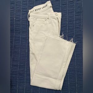 J. Crew 9" mid-rise demi-boot crop jean in white